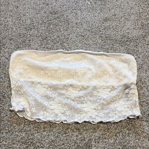 White Lace Strapless Top